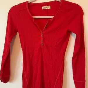 Hollister red long sleeve button up